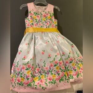 Elegant Floral Kids Dress with Yellow Accent
